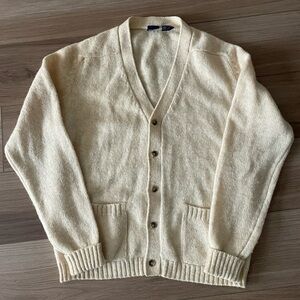Vintage Jockey Cream Shetland Wool Cardigan Sweater